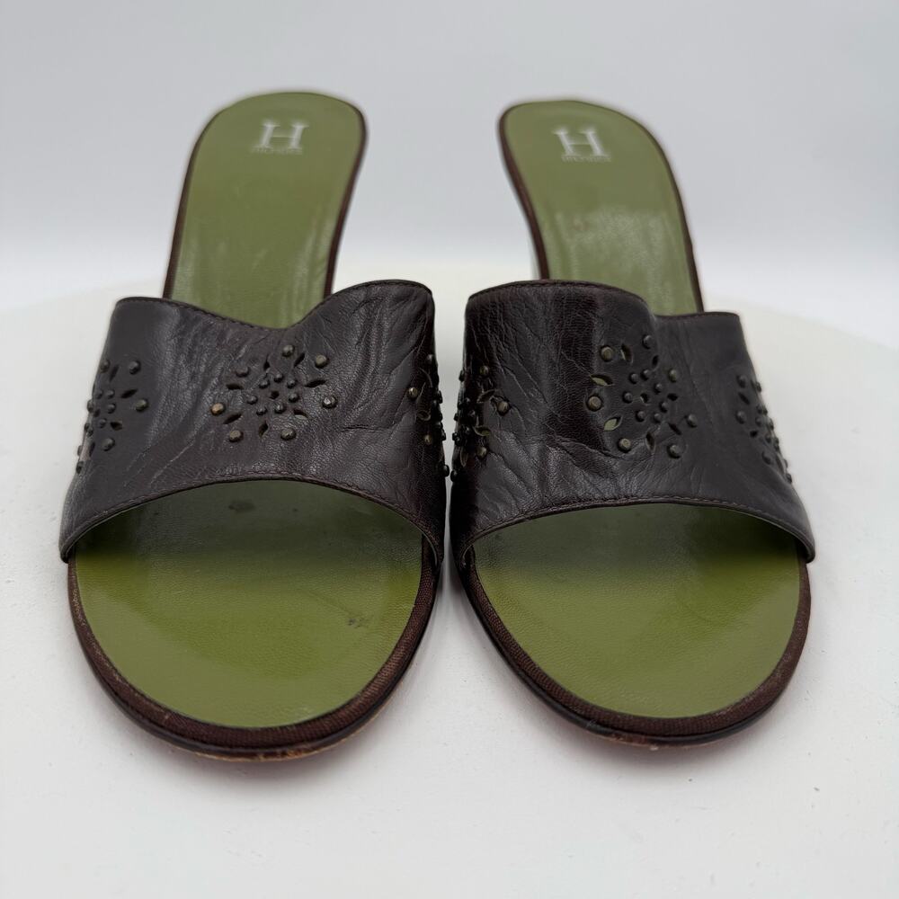 Tommy Hilfiger Wooden Vintage Wedge Brown Red Sole Sandals Size 9.5